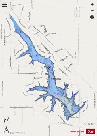 Lake Santee depth contour Map - i-Boating App - Streets