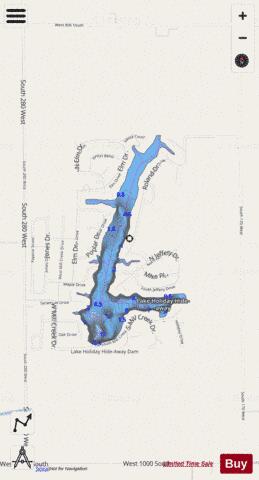 Lake Holiday Hide-away depth contour Map - i-Boating App - Streets
