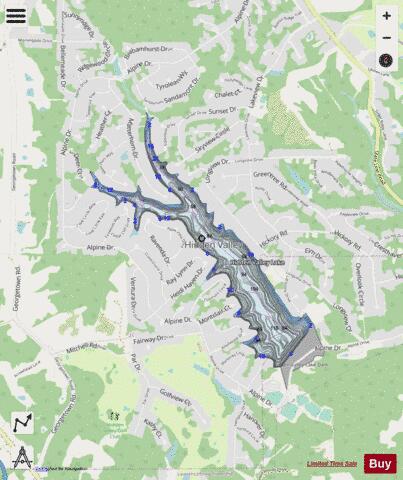 Hidden Valley Lake depth contour Map - i-Boating App - Streets