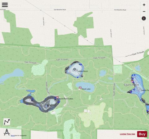 Bowen Lake depth contour Map - i-Boating App - Streets
