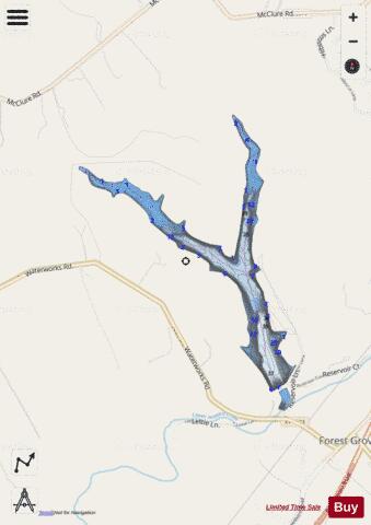 Winchester Reservoir depth contour Map - i-Boating App - Streets
