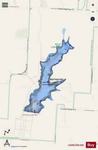 Blind Pony Lake depth contour Map - i-Boating App - Streets
