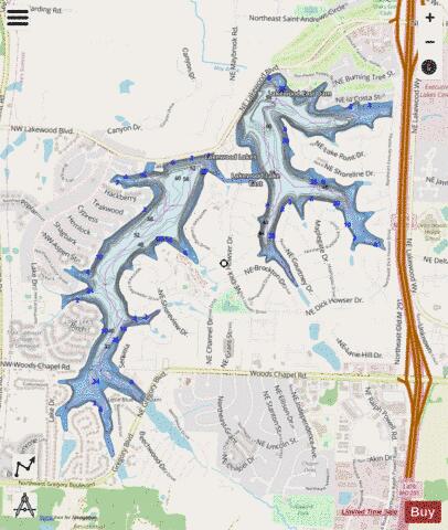 Lakewood Lake East depth contour Map - i-Boating App - Streets