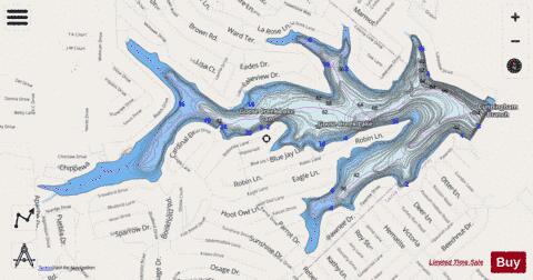 Goose Creek Lake depth contour Map - i-Boating App - Streets