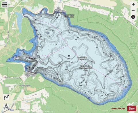 Round Valley Reservoir depth contour Map - i-Boating App - Streets