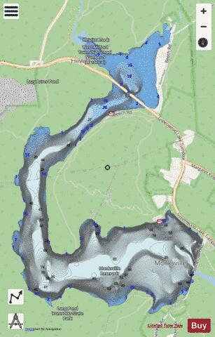 Monksville Reservoir depth contour Map - i-Boating App - Streets