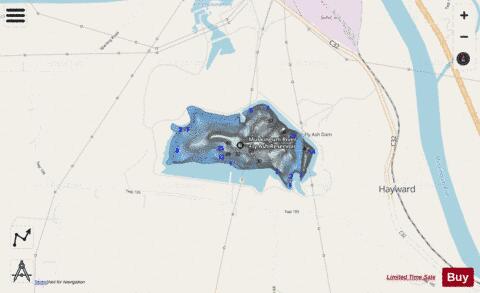 Muskingum River Fly Ash Reservoir depth contour Map - i-Boating App - Streets