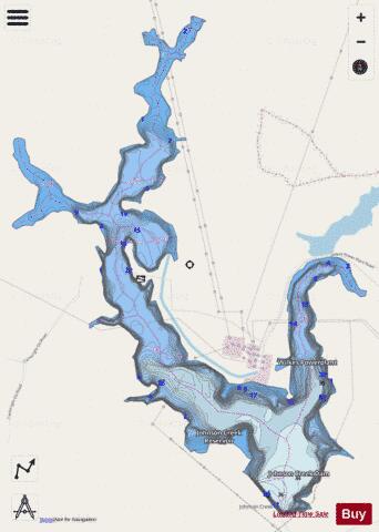 Johnson Creek Reservoir depth contour Map - i-Boating App - Streets