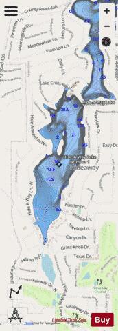 Hide-A-Way Lake Number 1 depth contour Map - i-Boating App - Streets