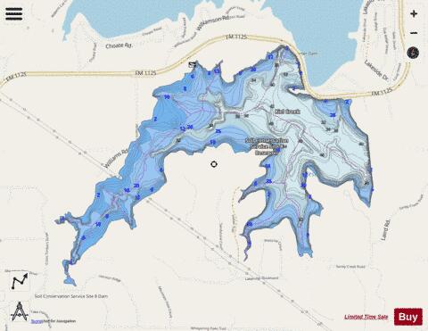 Soil Conservation Service Site 8 Reservoir depth contour Map - i-Boating App - Streets