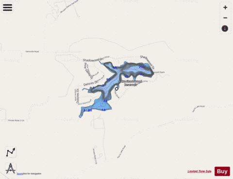 Lake Shadowood Reservoir depth contour Map - i-Boating App - Streets