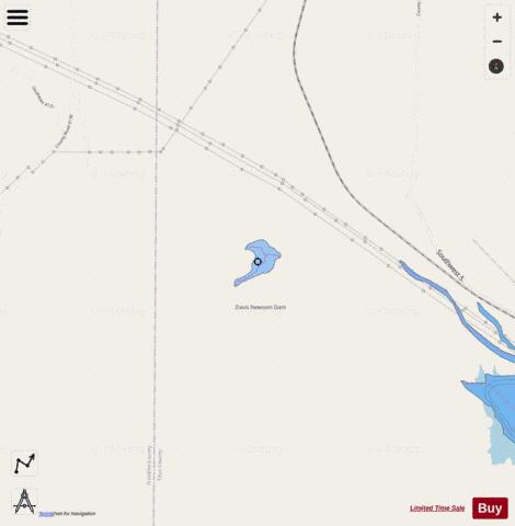 Davis Newsom Lake depth contour Map - i-Boating App - Streets