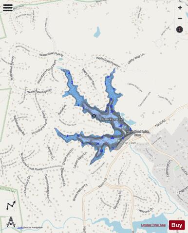 Nash Road Lake depth contour Map - i-Boating App - Streets