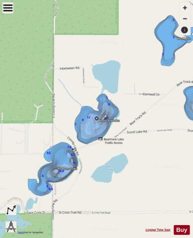 Beartrack Lake depth contour Map - i-Boating App - Streets
