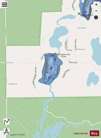 Burlingame Lake depth contour Map - i-Boating App - Streets