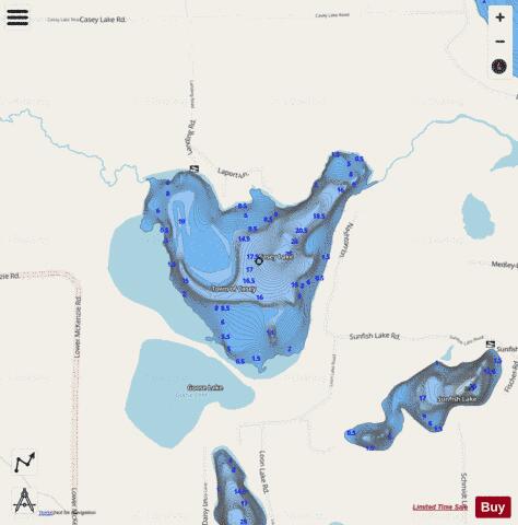 Casey Lake depth contour Map - i-Boating App - Streets
