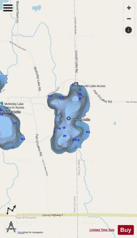 Lincoln Lake depth contour Map - i-Boating App - Streets