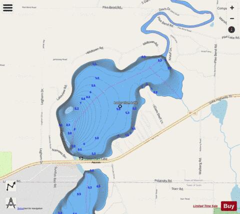 Lower Clam Lake depth contour Map - i-Boating App - Streets