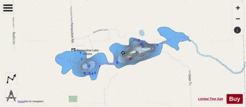Pensaukee Lakes depth contour Map - i-Boating App - Streets