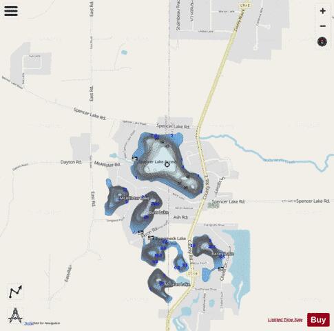 Spencer Lake depth contour Map - i-Boating App - Streets