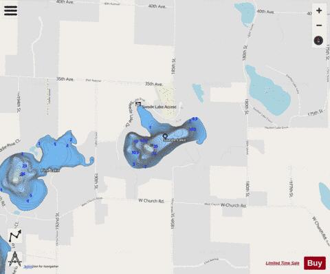Swede Lake depth contour Map - i-Boating App - Streets