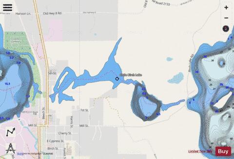 Little Birch Lake depth contour Map - i-Boating App - Streets