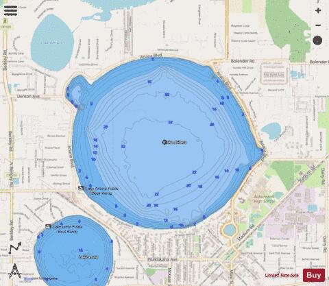 LAKE ARIANA depth contour Map - i-Boating App - Streets