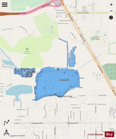BANANA LAKE depth contour Map - i-Boating App - Streets