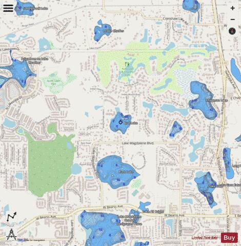 BIRD LAKE depth contour Map - i-Boating App - Streets