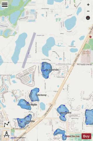 BROWNS LAKE depth contour Map - i-Boating App - Streets