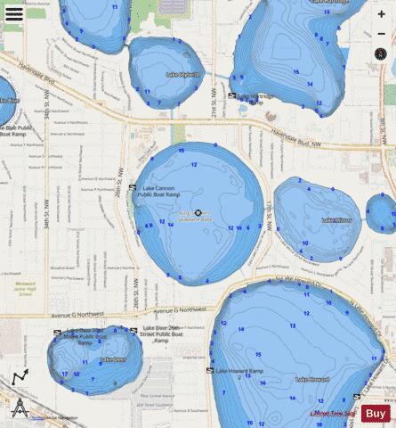 LAKE CANNON depth contour Map - i-Boating App - Streets