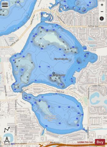 LAKE CONWAY depth contour Map - i-Boating App - Streets