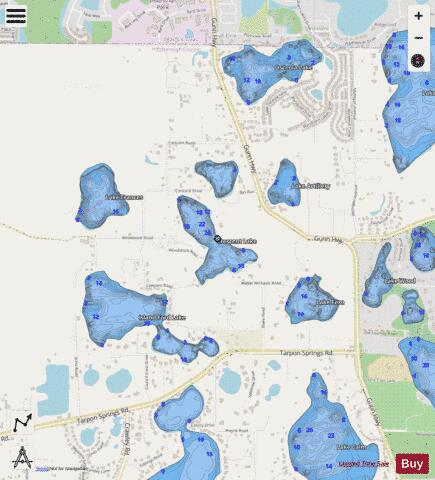 CRESCENT LAKE depth contour Map - i-Boating App - Streets