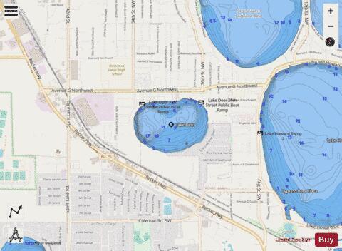 LAKE DEER depth contour Map - i-Boating App - Streets