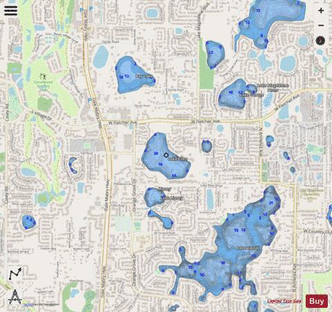 LAKE ELLEN depth contour Map - i-Boating App - Streets