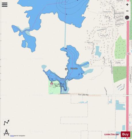 FOX LAKE depth contour Map - i-Boating App - Streets