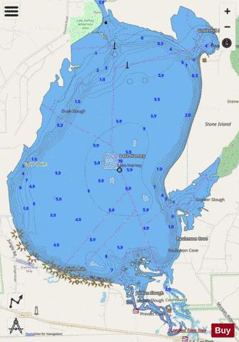 LAKE HARNEY depth contour Map - i-Boating App - Streets