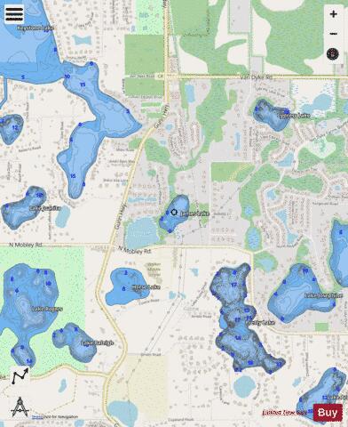 JAMES LAKE depth contour Map - i-Boating App - Streets