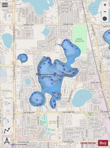 LAKE JESSAMINE depth contour Map - i-Boating App - Streets