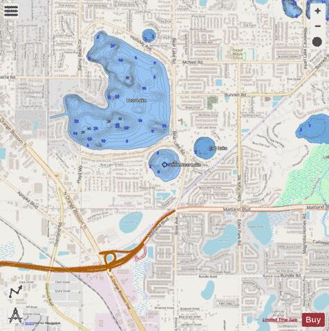 LITTLE BEAR LAKE depth contour Map - i-Boating App - Streets
