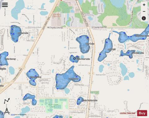 LITTLE DEER LAKE depth contour Map - i-Boating App - Streets