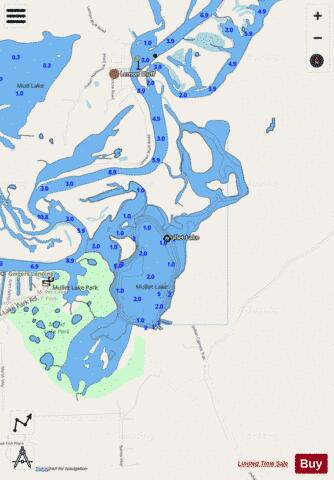 MULLET LAKE depth contour Map - i-Boating App - Streets