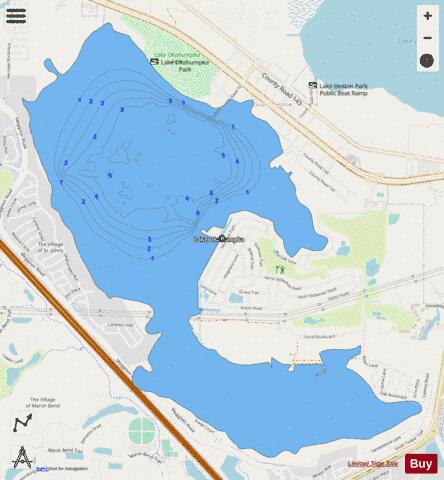 LAKE OKAHUMPKA depth contour Map - i-Boating App - Streets