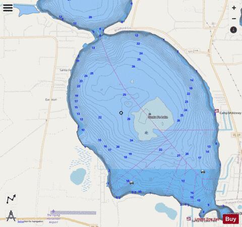 SANTA FE LAKE depth contour Map - i-Boating App - Streets