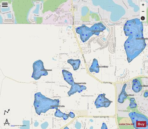 LAKE WASTENA depth contour Map - i-Boating App - Streets
