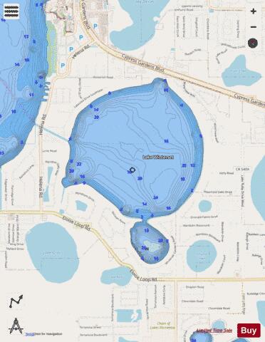 LAKE WINTERSET depth contour Map - i-Boating App - Streets