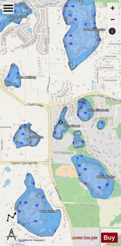 LAKE WOOD depth contour Map - i-Boating App - Streets