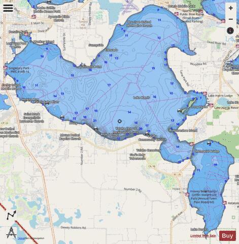 LAKE HARRIS depth contour Map - i-Boating App - Streets