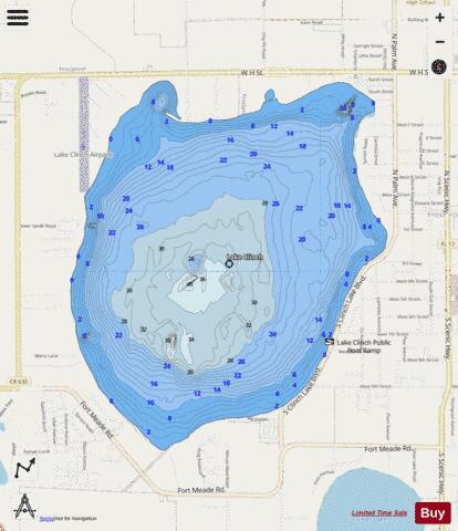 LAKE CLINCH depth contour Map - i-Boating App - Streets