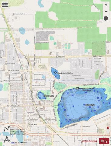 NORTH LAKE WALES depth contour Map - i-Boating App - Streets